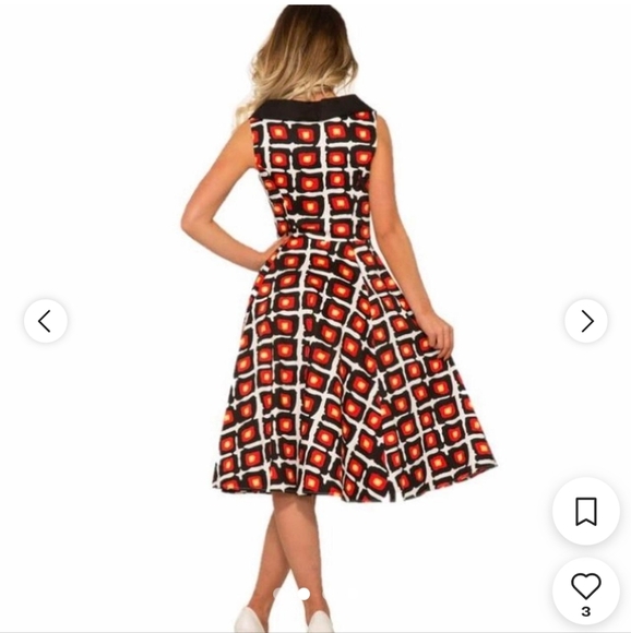 HEARTS AND ROSES Rockabilly Swing Dress, Vintage Pin-Up Vibes, "Hot Coals", XL - Picture 2 of 10